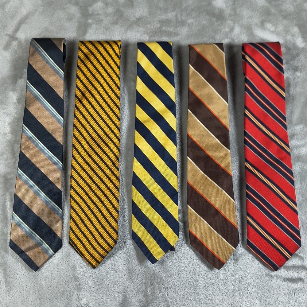 Vintage Tie Lot of 5 Mens Striped 60s 70s Silk Old Money Preppy USA